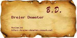 Breier Demeter névjegykártya